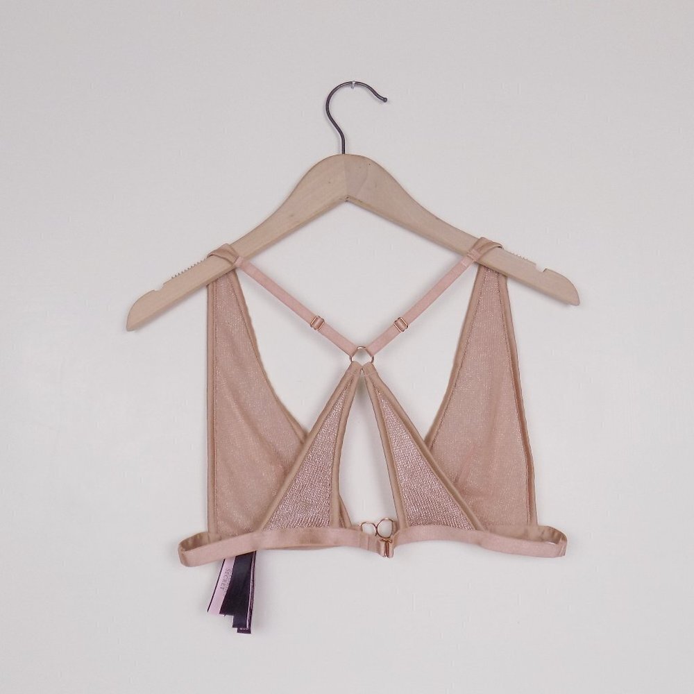 new! Victoria's Secret VS metallic chainmail knit plunge bralette bra disco - Picture 8 of 8